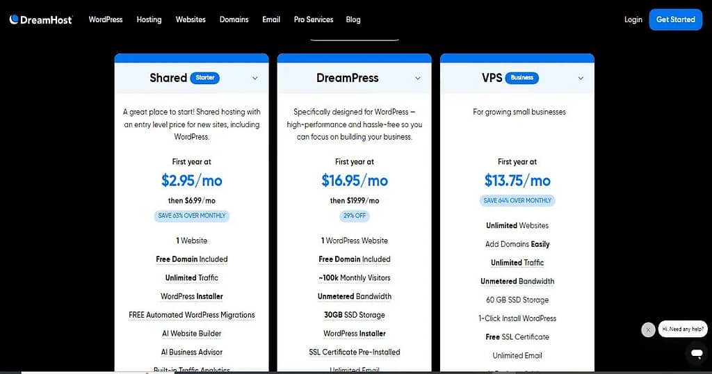 DreamHost Hosting Plans