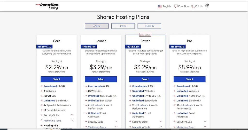 InMotion Hosting Plans