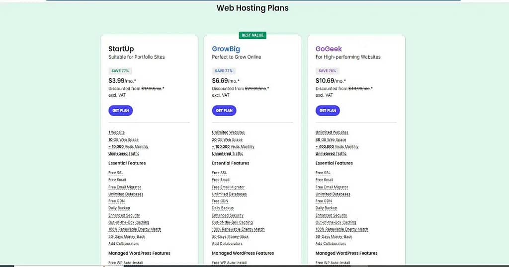 SiteGround Hosting Plans